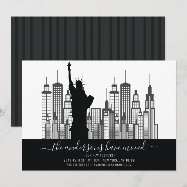 New York-Frihetsgudinnans Flytta-meddelande Inbjudningar (Fram/baksida)