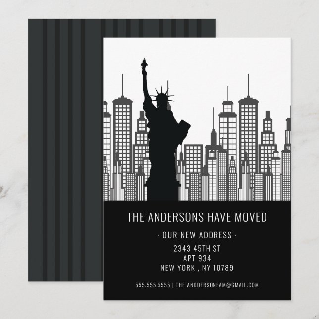 New York-Frihetsgudinnans Flytta-meddelande Inbjudningar (Fram/baksida)