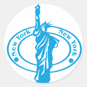 New York Frimärke Runt Klistermärke