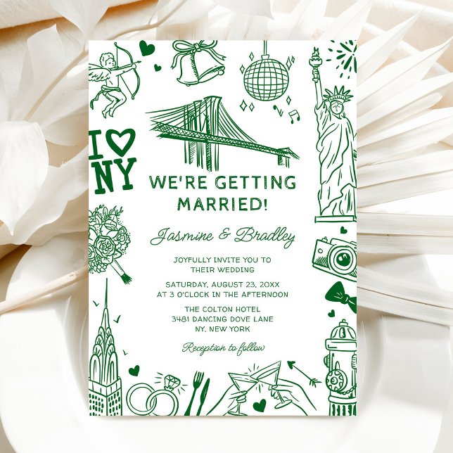 New York Fun Doodle Wedding Inbjudningar (Skapare uppladdad)