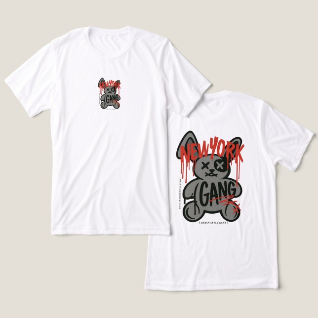 "New York Gang" Urban Stil Graphic T-Shirt (Design fram och bak)