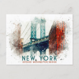 New York George Washington Bridge Retro Travel Vykort