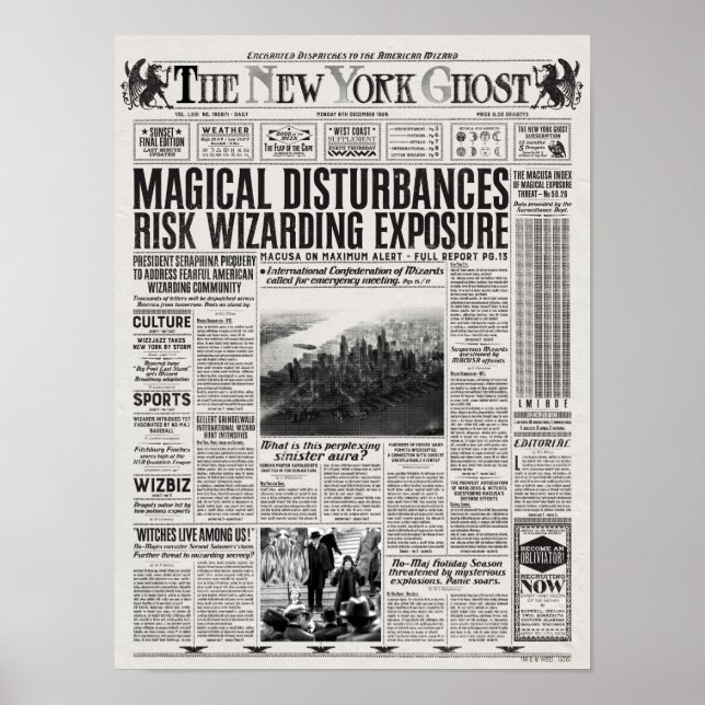 New York Ghost Newspaper Poster (Framsidan)