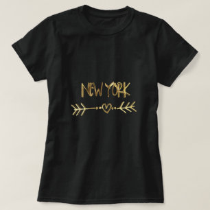 New York Guld Titta Typography USA City Elegant Tee