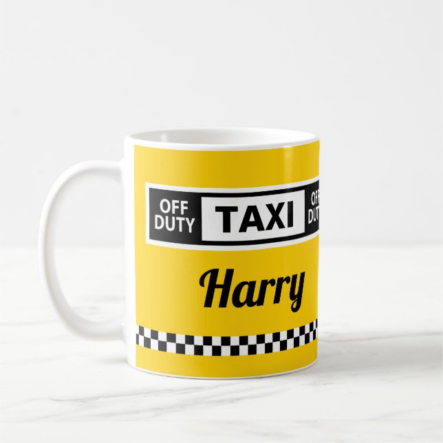 New York Gult Taxi Cab Roligt Pension Kaffemugg (Vänster)