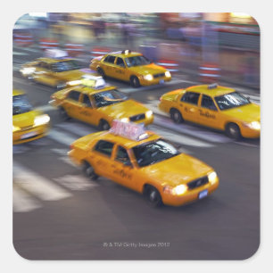 New York Gult Taxi Fyrkantigt Klistermärke