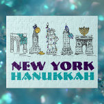 New York Hanukkah Chanukah NYC Jewish Helgdag Pussel<br><div class="desc">Pussel har en originalillustration av olika NYC-landmärken "klädda" för Hanukkah. Denna illustration av Chanukah finns också på andra produkter. Ser du inte vad du är tittar för? Behöver du hjälp med anpassning? Kontakta Rebecca för att få något designat bara för dig.</div>