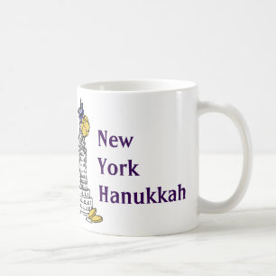 New York Hanukkah Gelt NYC Skyscraper Helgdag Kaffemugg