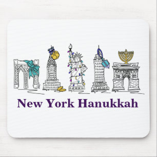 New York Hanukkah NYC Byggnad Helgdag Mousepad Musmatta