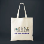 New York Hanukkah NYC Chanukah Helgdag Tote Bag Tygkasse<br><div class="desc">En originalillustration av New York City-markeringar "klädd" för julhelgen med penna och bläck. Perfekt för Hanukkah!</div>