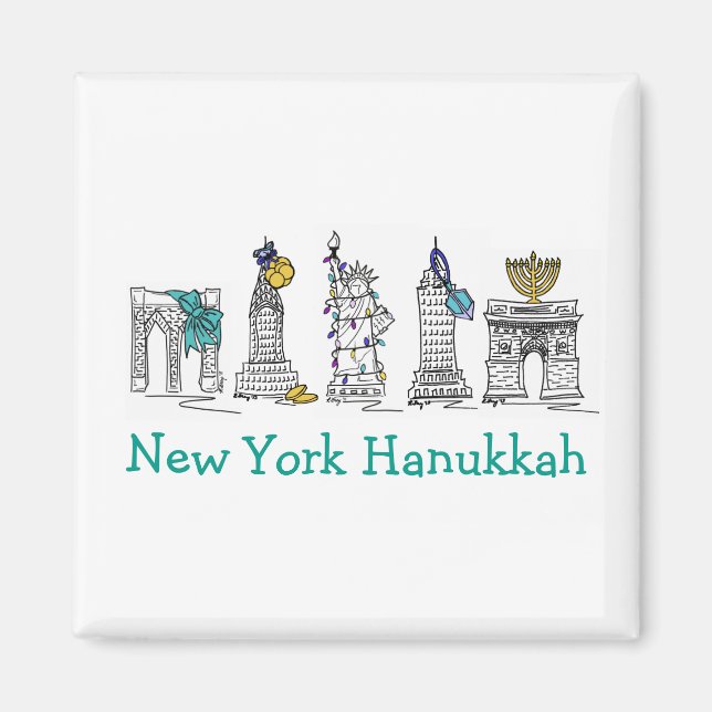 New York Hanukkah NYC Chanukah Jewish Helgdagars Magnet (Framsidan)