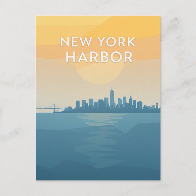 New York Harbor Solnedgång Vykort (Framsida)
