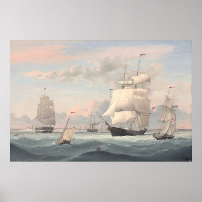 New York Harbour - Fitz Henry Lane Fine Art Poster (Framsidan)