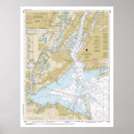 New York Harbour Nautical Chart 12327 Poster