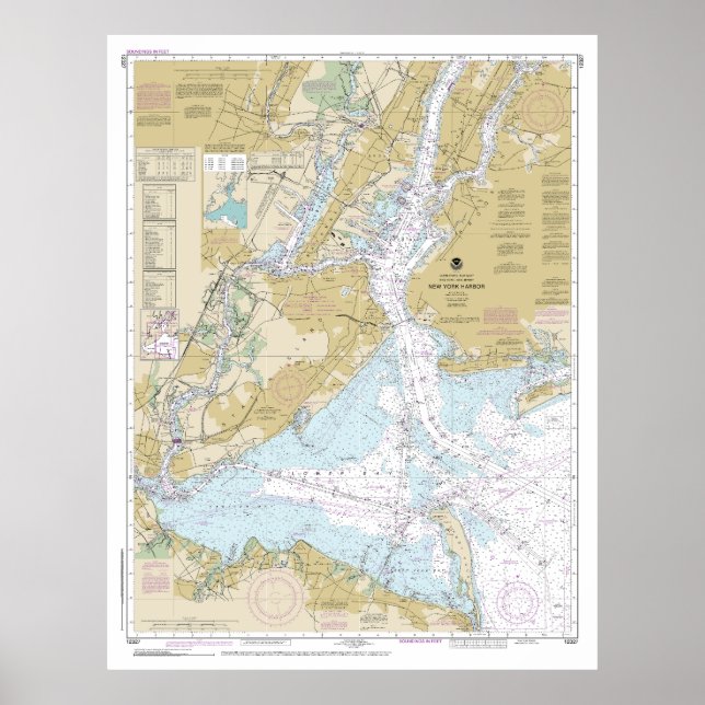 New York Harbour Nautical Chart 12327 Poster (Framsidan)