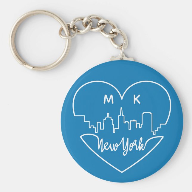 New York Heart anpassningsbar monogram nyckelringa Nyckelring (Framsidan)