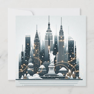 New York Helgdag Elegance - Anpassadet jul Inbjudningar