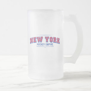 New York Hockey Empire 16 oz Frosted Glass Mugg