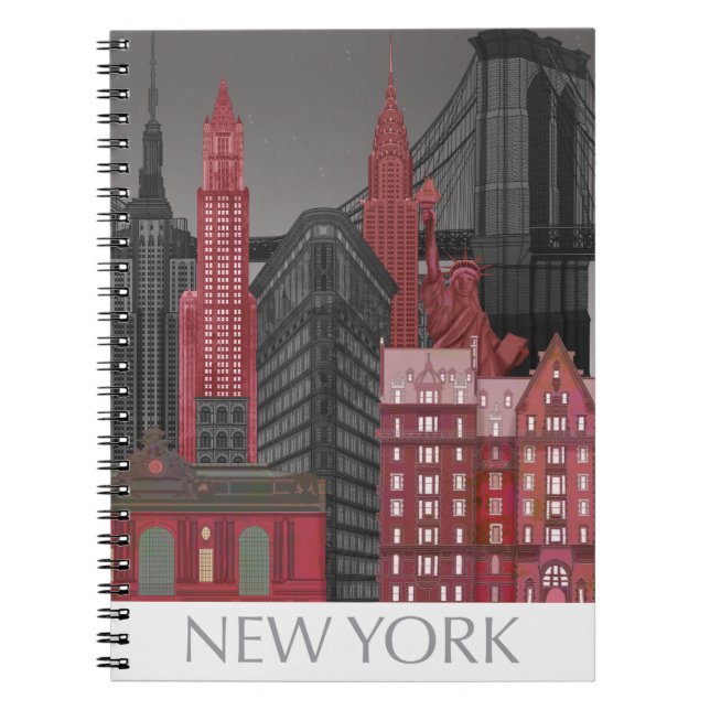 New York-höjder efter natt - röd Anteckningsbok (Framsidan)