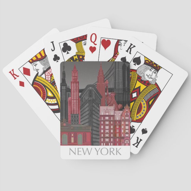 New York-höjder efter natt - röd Casinokort (Baksidan)