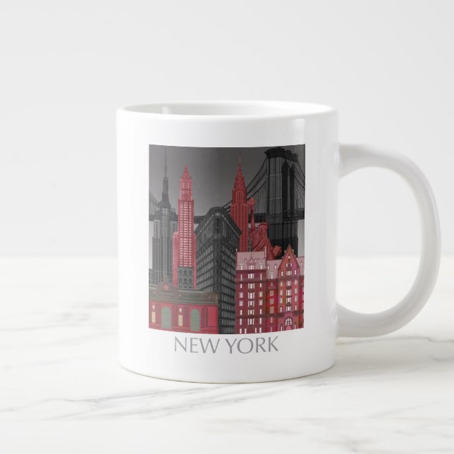 New York-höjder efter natt - röd Jumbo Mugg (Höger)
