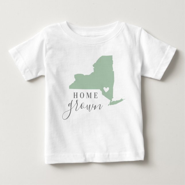 New York Home Grown | Redigerbar Färg-stat Karta T Shirt (Framsida)