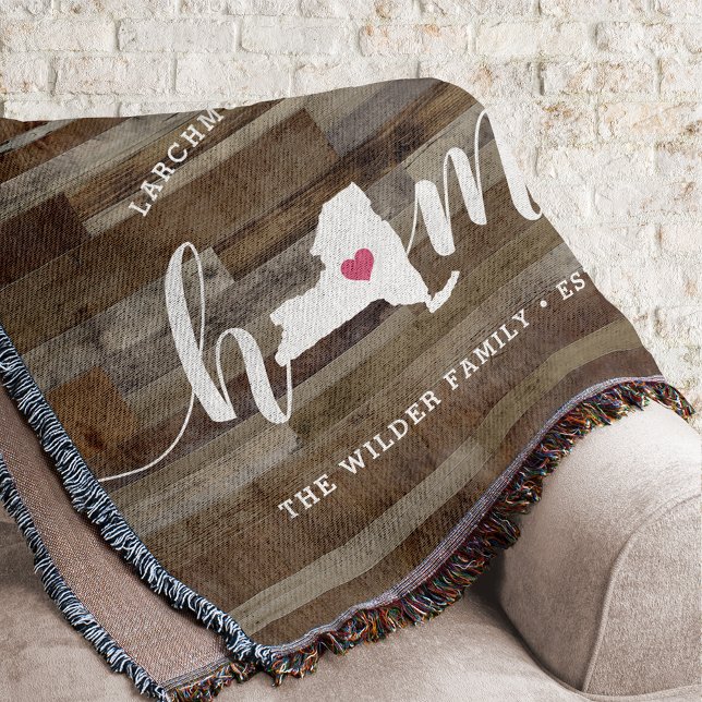 New York Home State Personlig Wood-look Filt (Skapare uppladdad)