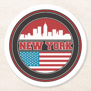 New York horisont United States sjunker Underlägg Papper Rund