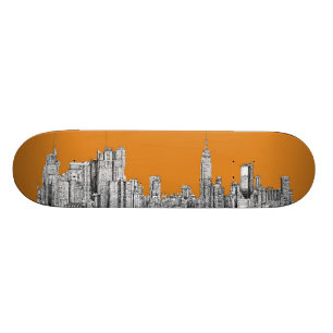 New York horisontorange Skateboard Bräda 20 Cm
