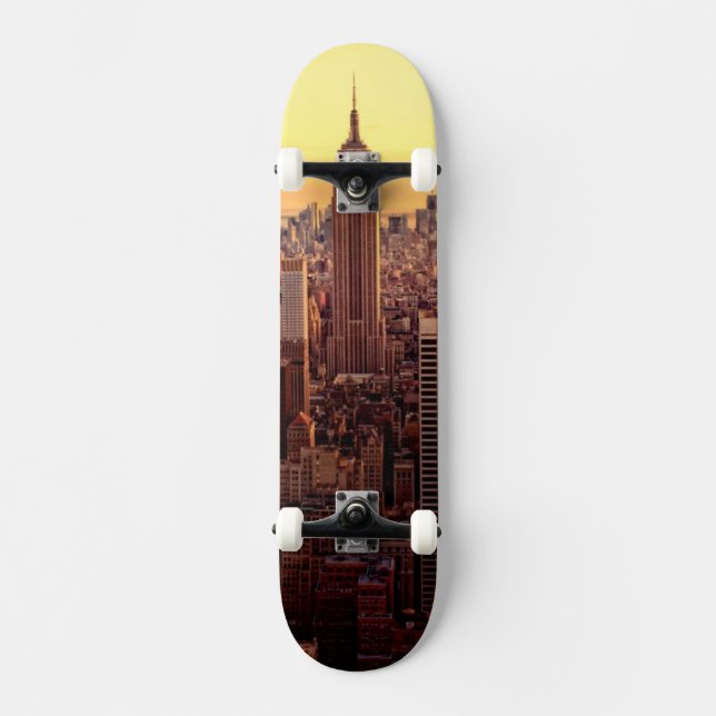 New York horisontstad med empire state Mini Skateboard Bräda 18,5 Cm (Framsida)