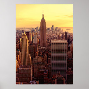 New York horisontstad med empire state Poster