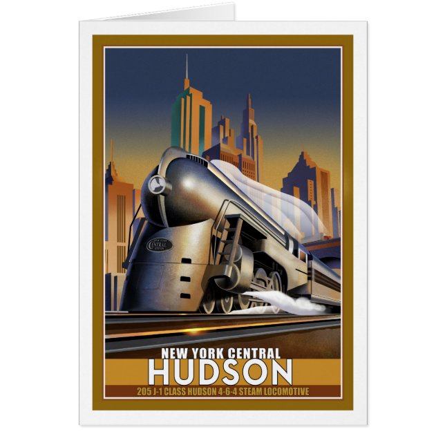 New York Hudson Streamline lokomotiv Hälsningskort (Framsidan)