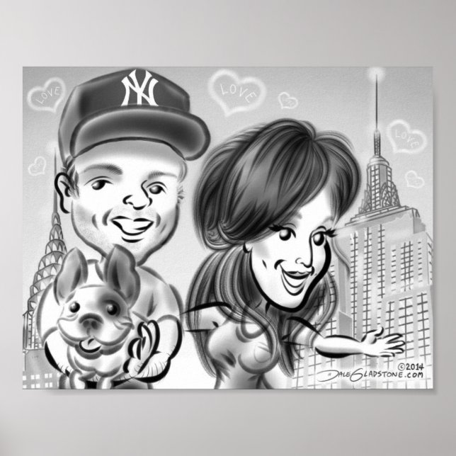 New York Hundälskares Caricature Poster (Framsidan)
