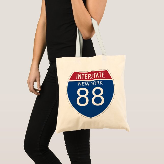 New York - I-88 Interstate Sign Tote Bag Tygkasse (Framsida (produkt))