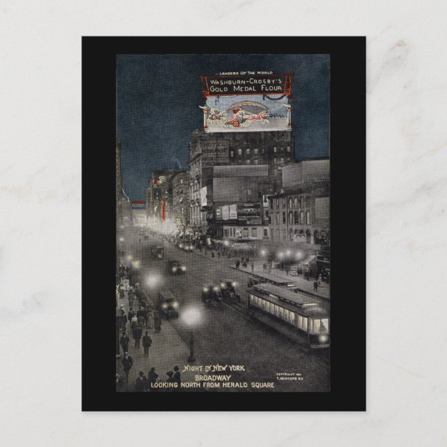 New York i natt 1910 Vykort (Framsida)