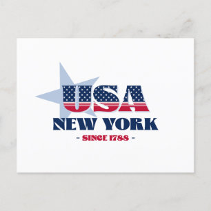 New York i rött, vitt och blått vykort