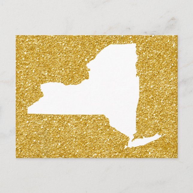 New York i vitt och guldglitter Vykort (Framsida)