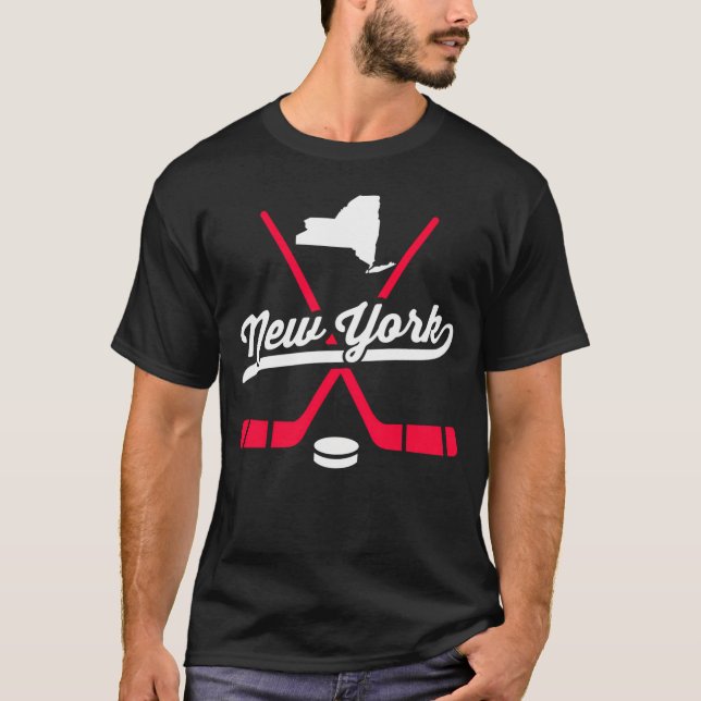 New York Ice Hockey Sticks Sports Team Fläkt T Shirt (Framsida)