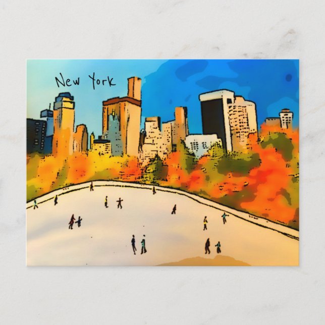 New York Ice rink Central Park-vykort Vykort (Framsida)