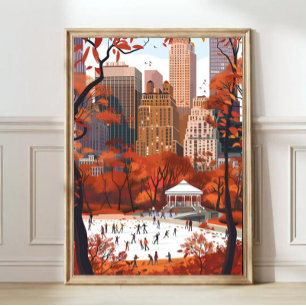 New York Illustration Central Park Tryck New York