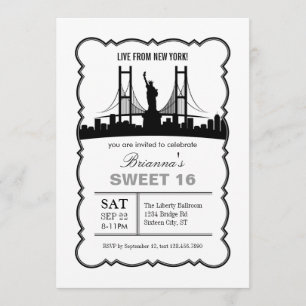 New York-inbjudan till Sweet sixteen Inbjudningar