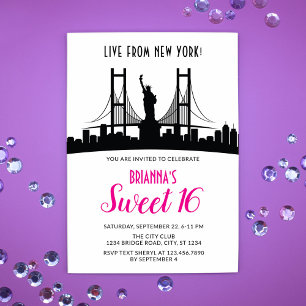 New York-inbjudan till Sweet sixteen Inbjudningar