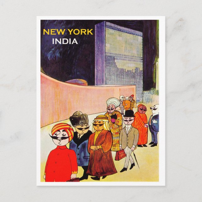 New York Indien, vintage flygplansaffisch Vykort (Framsida)