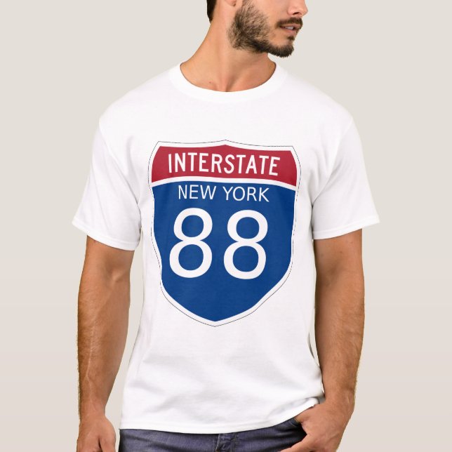 New York Interstate 88-tecken T Shirt (Framsida)