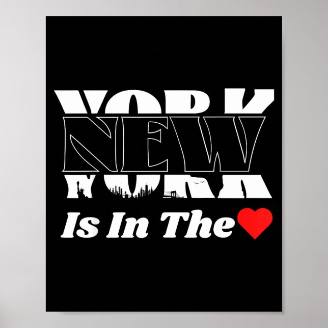New York Is In The Heart – Bold Skyline Graphic De Poster (Framsidan)