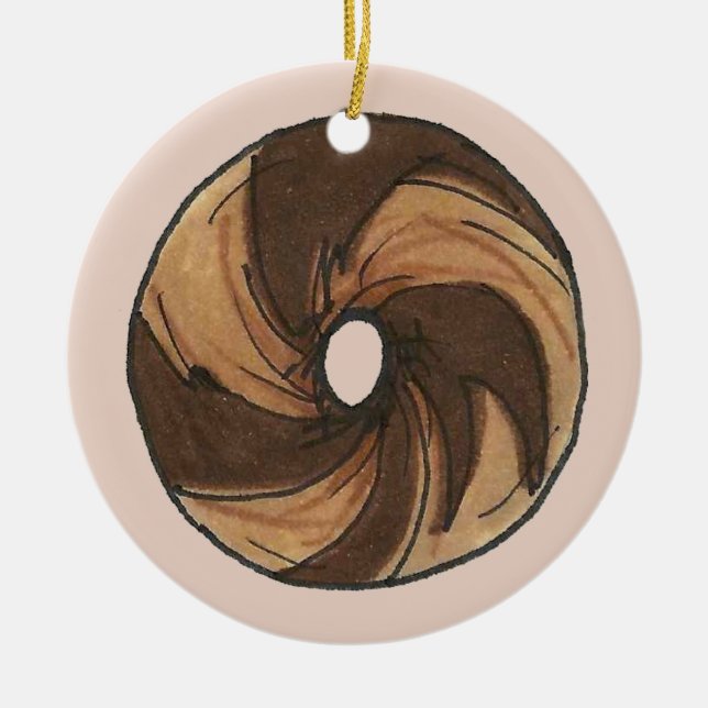 New York Jewish Deli Marble Rye Bagel Breakfast Julgransprydnad Keramik (Framsidan)