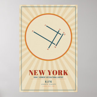 New York JFK Airport Landningsbanekarta Poster | R