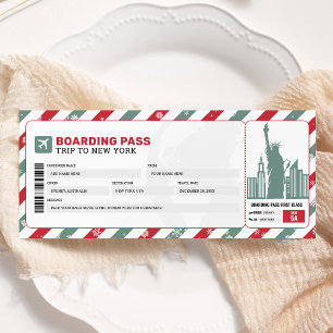 New York jul Boarding Pass Present Biljett Inbjudningar