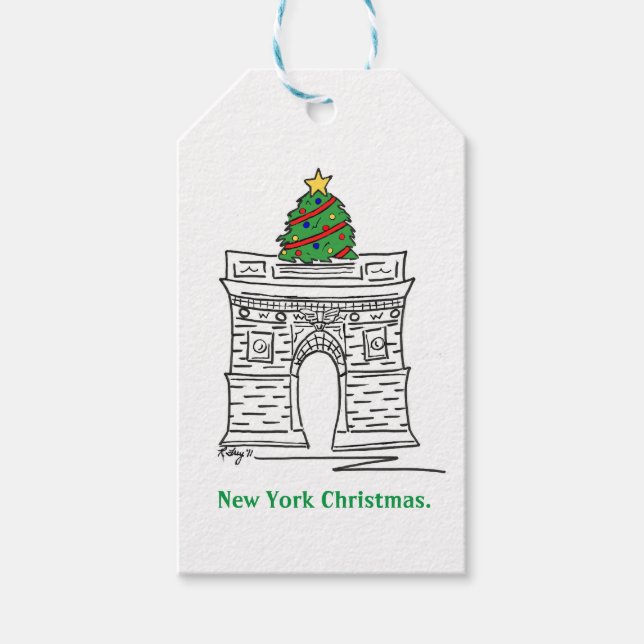 New York jul NYC Landmark Washington Square Presentetikett (Framsidan)