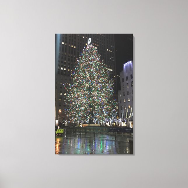 New York jul Rockefeller Center Träd NYC Canvastryck (Framsida)